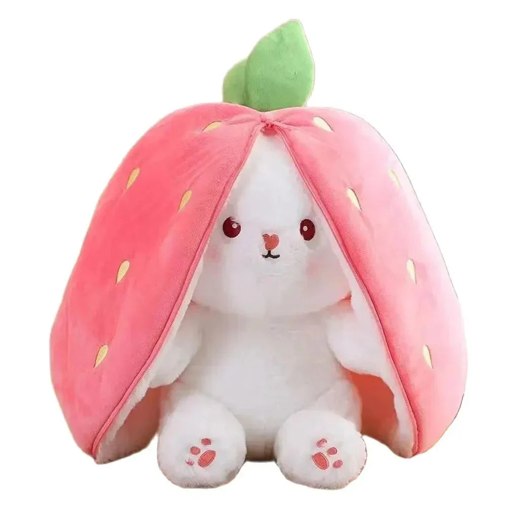 Norvo | Fluffy Strawberry Carrot Bunny Zip Up Plushie