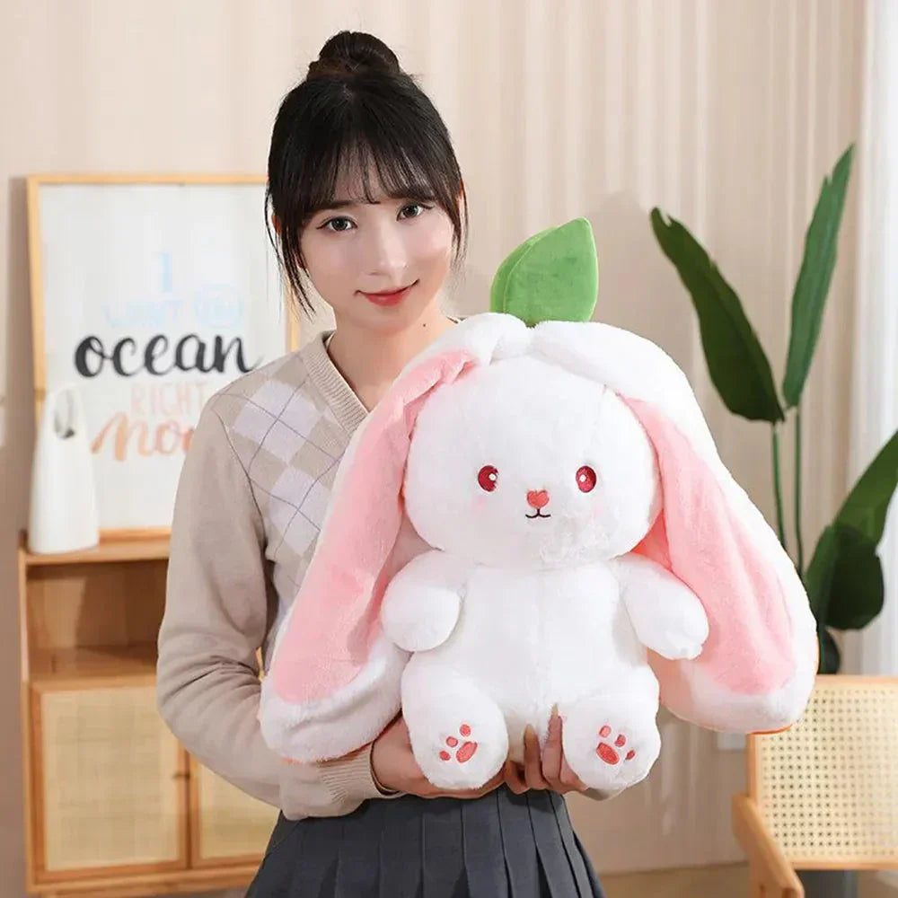 Norvo | Fluffy Strawberry Carrot Bunny Zip Up Plushie
