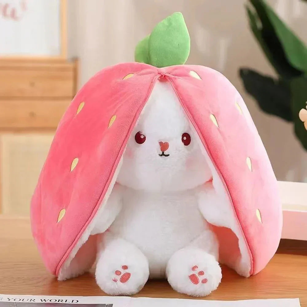 Norvo | Fluffy Strawberry Carrot Bunny Zip Up Plushie