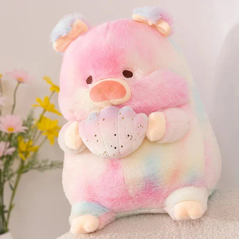 Norvo | Galaxy Rainbow Pig Holding Shell Plushie