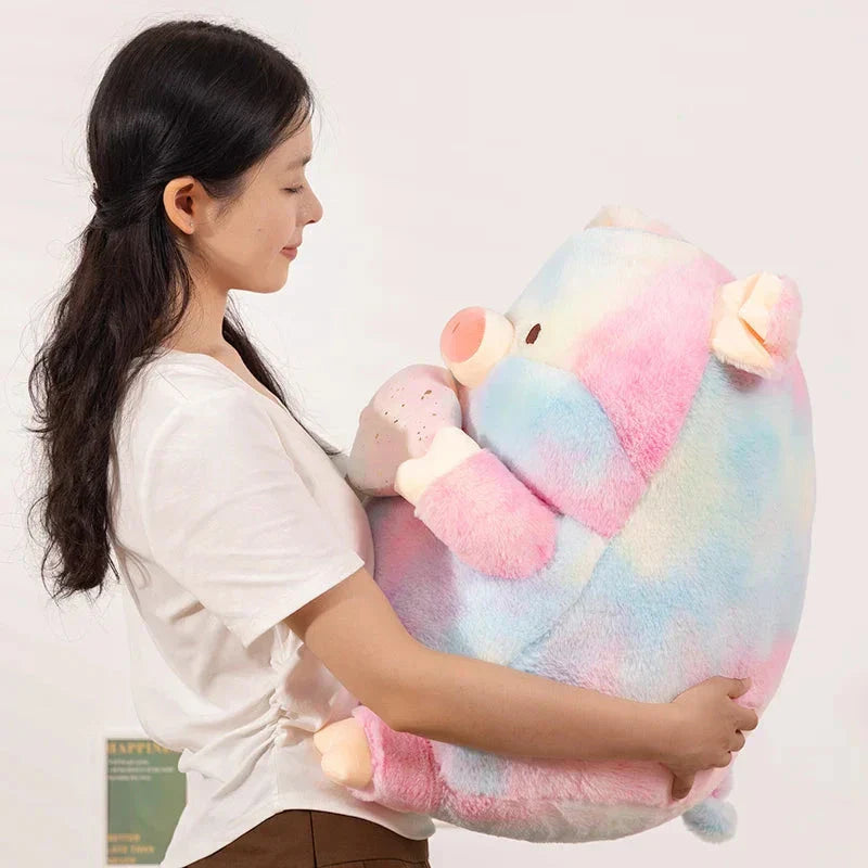 Norvo | Galaxy Rainbow Pig Holding Shell Plushie
