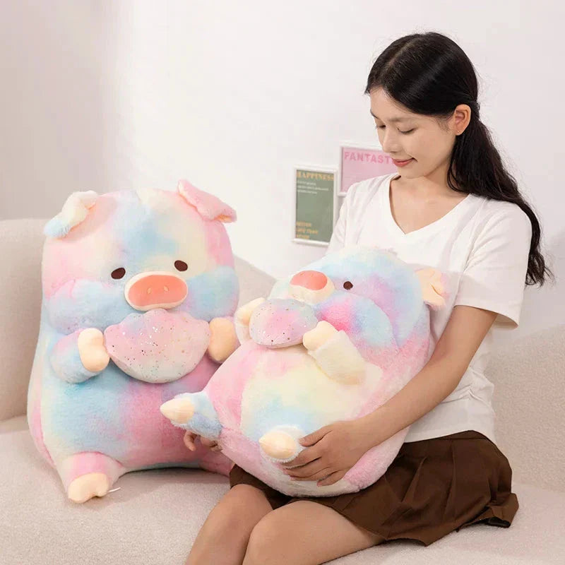 Norvo | Galaxy Rainbow Pig Holding Shell Plushie