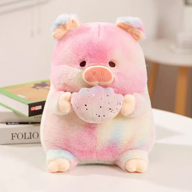 Norvo | Galaxy Rainbow Pig Holding Shell Plushie