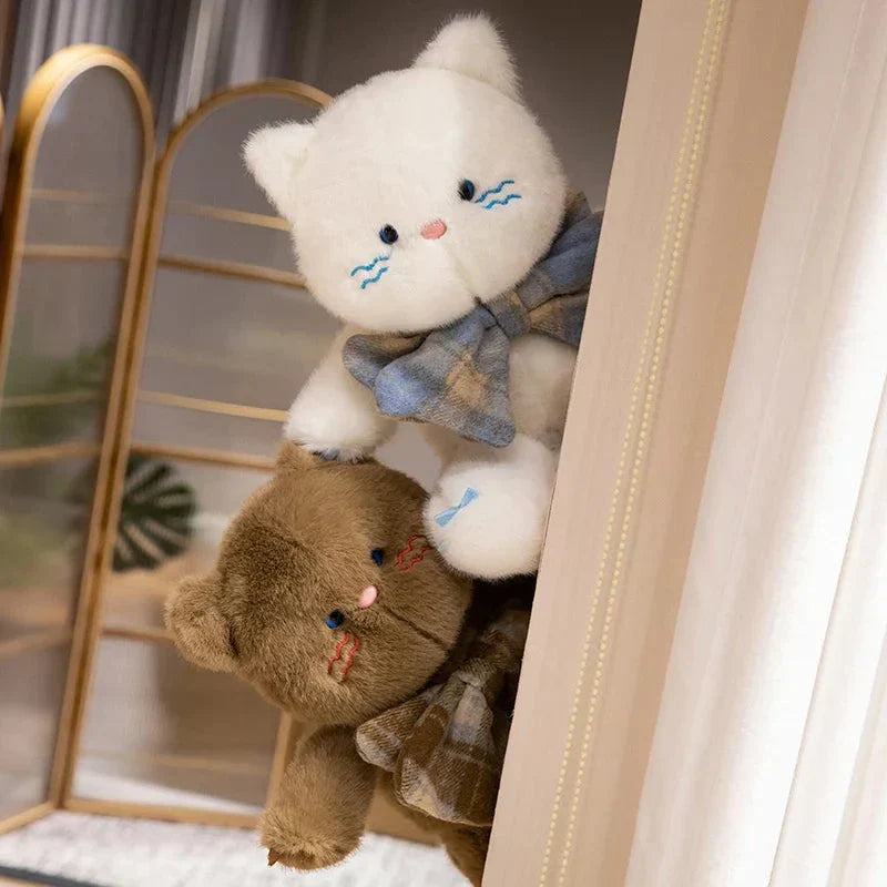 Norvo | Kawaii Katt Teddybjørn Slips Plysjdyr