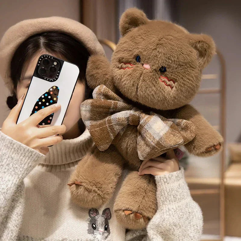 Norvo | Kawaii Katt Teddybjørn Slips Plysjdyr