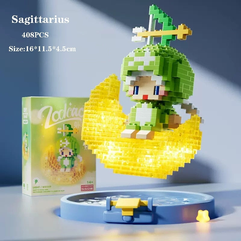 Norvo | Kawaii Chibi Moon Zodiac Stjernesystemer Nano Byggeklosser