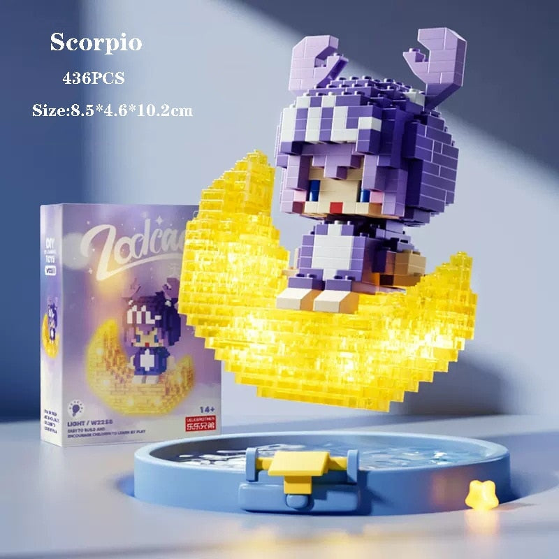 Norvo | Kawaii Chibi Moon Zodiac Stjernesystemer Nano Byggeklosser