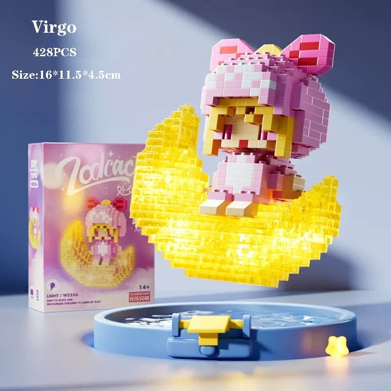 Norvo | Kawaii Chibi Moon Zodiac Stjernesystemer Nano Byggeklosser