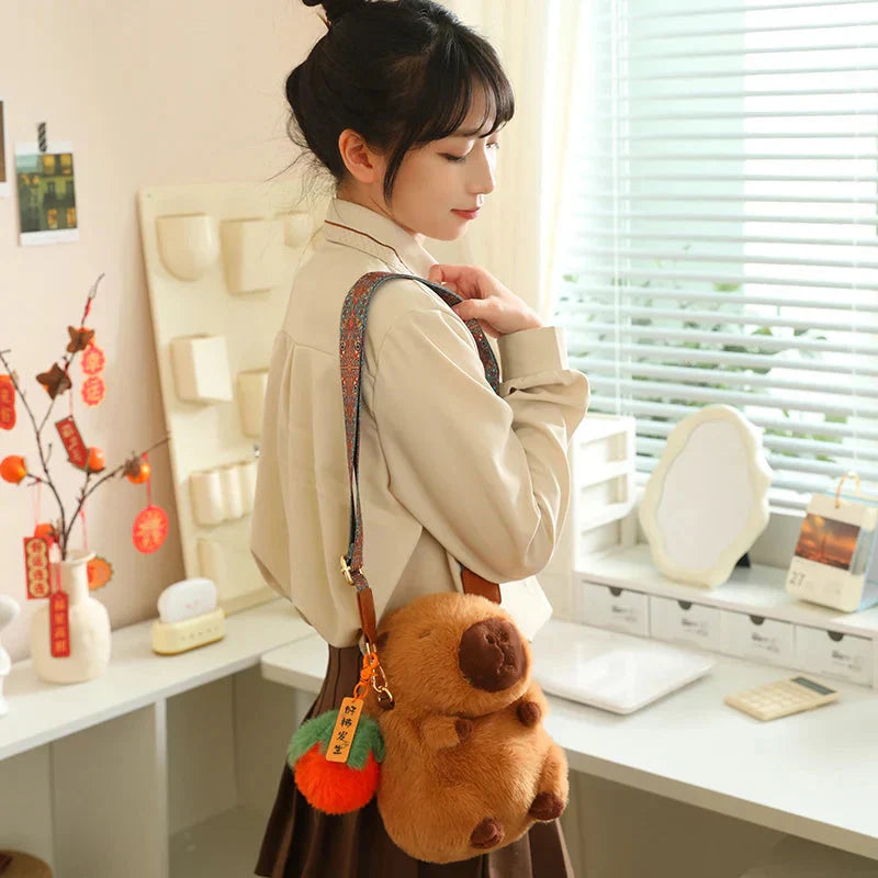 Norvo | Kawaii Fluffy Kapibara Kosedyr med Stropp