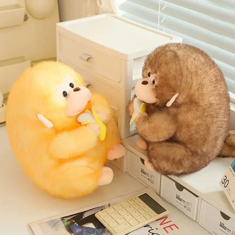 Norvo | Kawaii Gul Brun Chunky Ape Med Banan Plushie