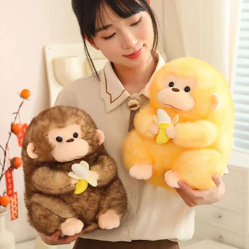 Norvo | Kawaii Gul Brun Chunky Ape Med Banan Plushie