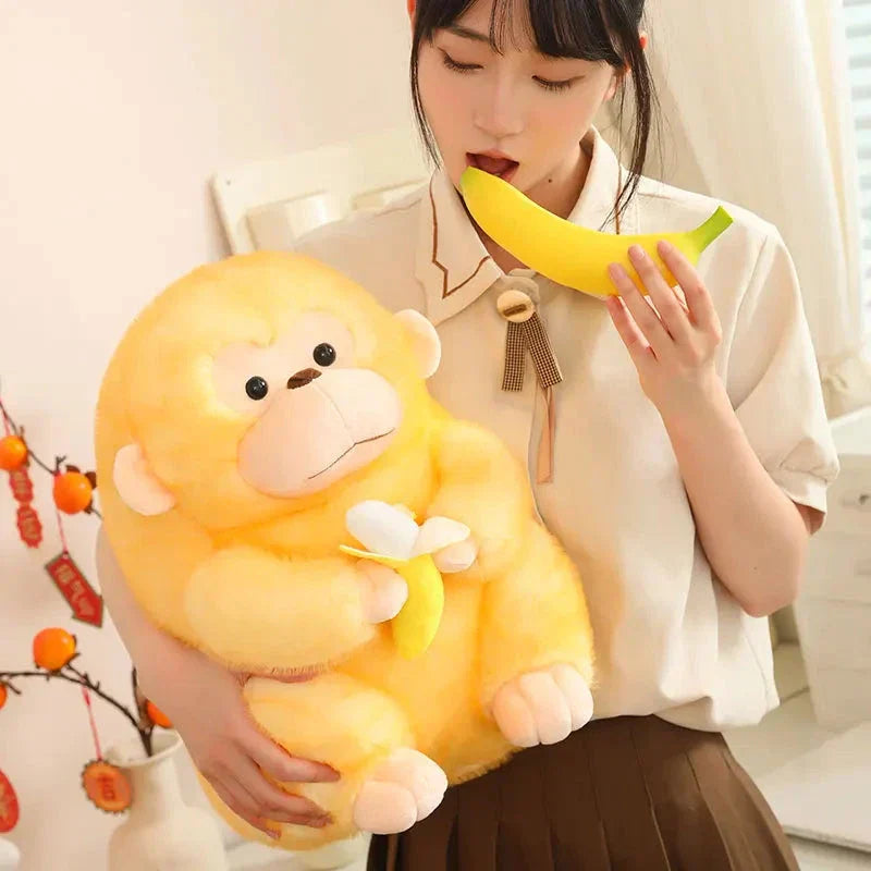 Norvo | Kawaii Gul Brun Chunky Ape Med Banan Plushie