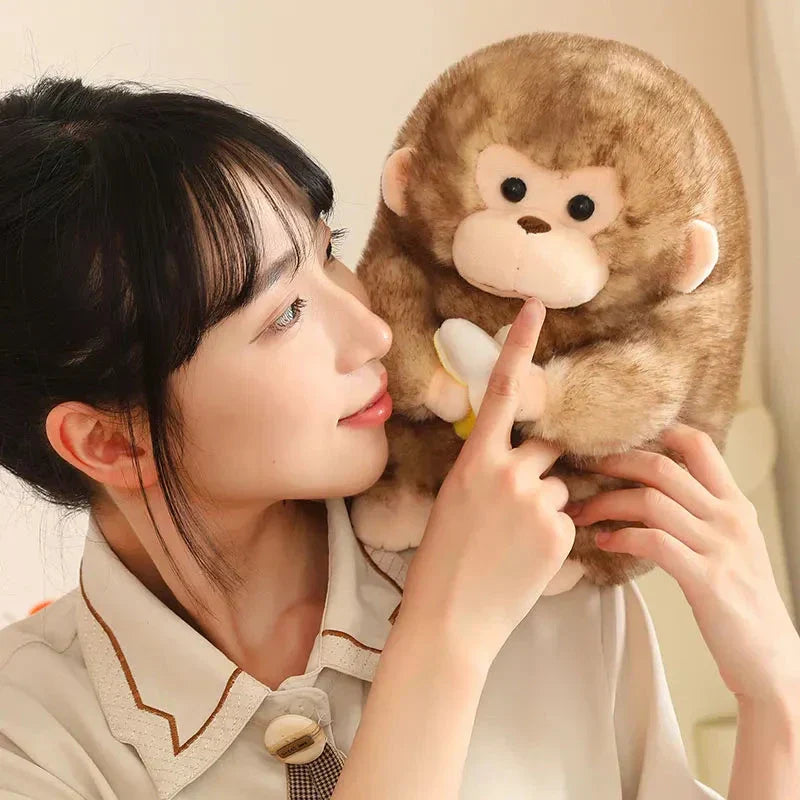 Norvo | Kawaii Gul Brun Chunky Ape Med Banan Plushie
