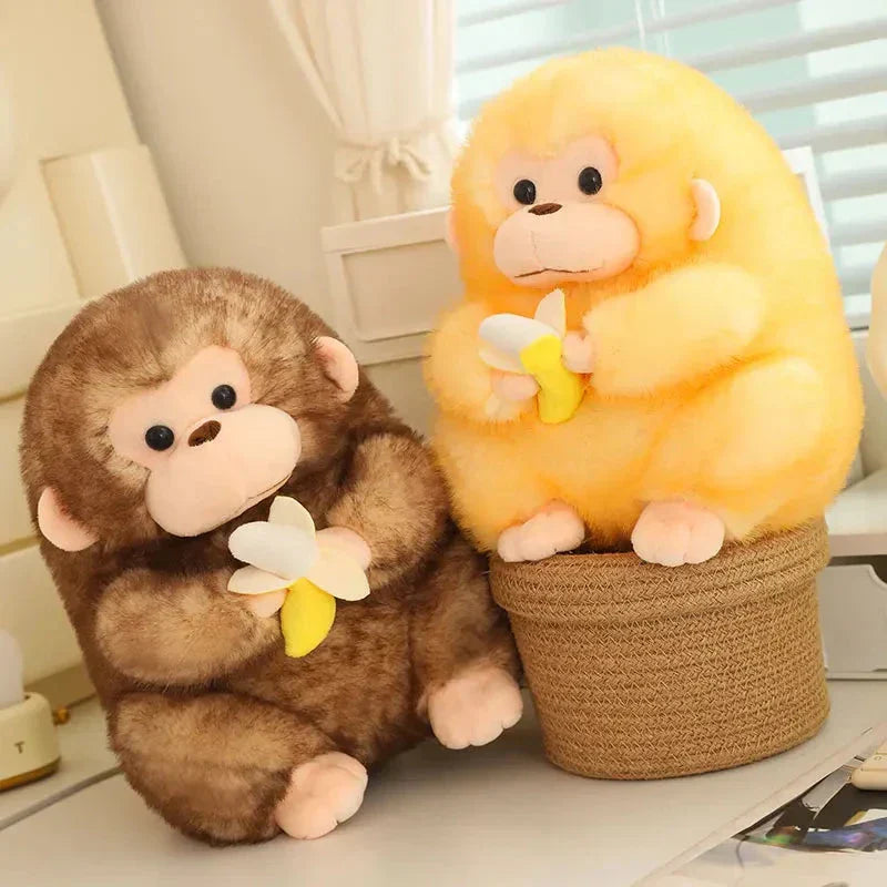 Norvo | Kawaii Gul Brun Chunky Ape Med Banan Plushie
