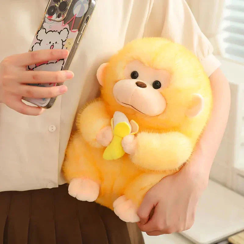 Norvo | Kawaii Gul Brun Chunky Ape Med Banan Plushie