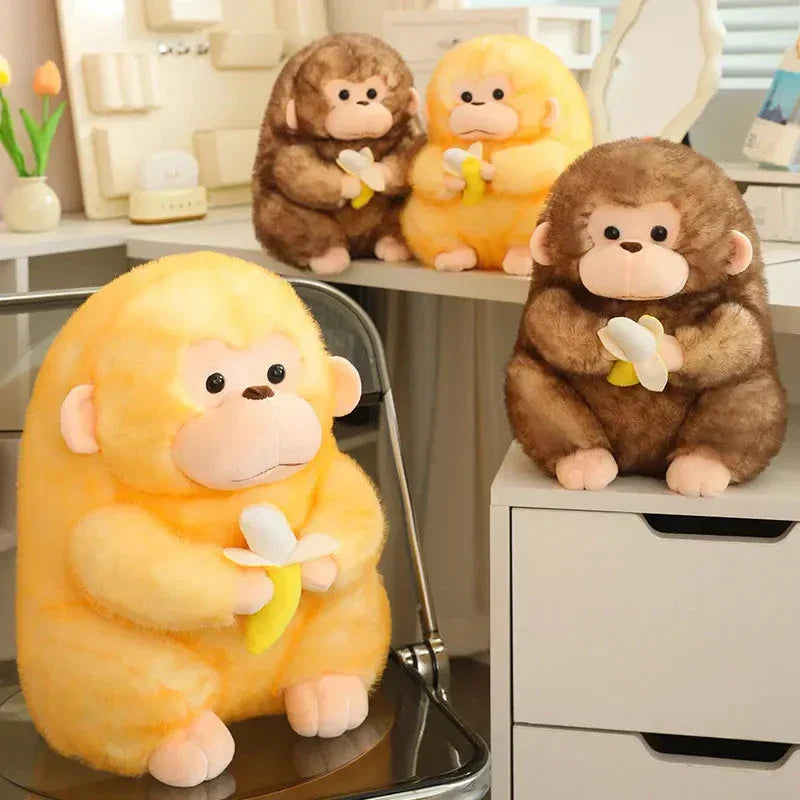 Norvo | Kawaii Gul Brun Chunky Ape Med Banan Plushie
