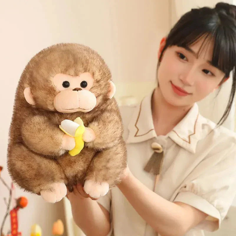 Norvo | Kawaii Gul Brun Chunky Ape Med Banan Plushie