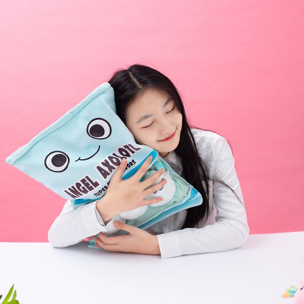 Norvo | Regnbue Rosa Blå Axolotl Godtepose Plüsjdyr