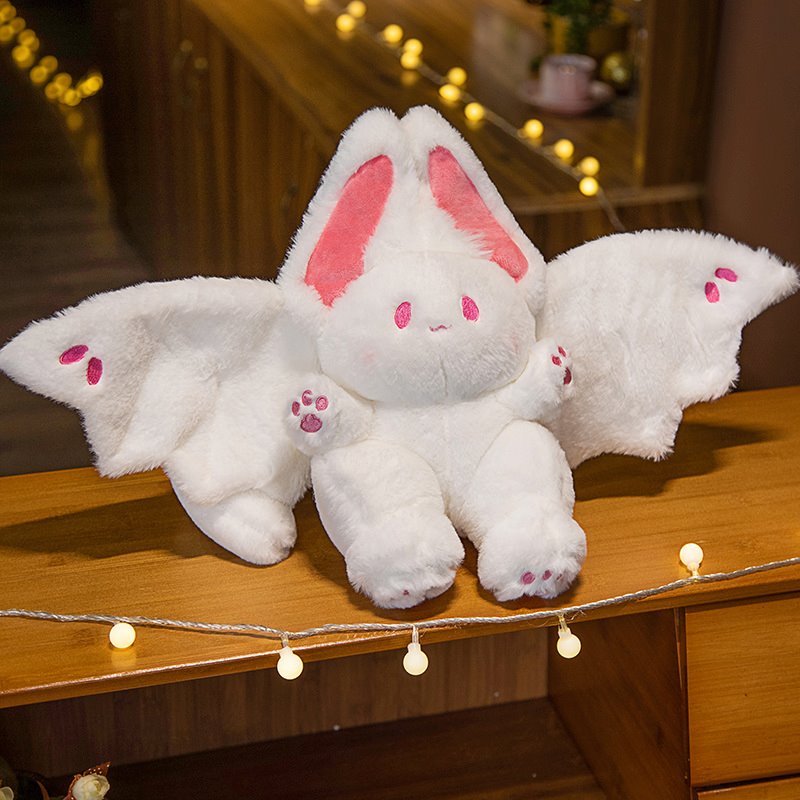 Norvo | Hvit Kawaii Fluffy Flagermus Plüsjbaby