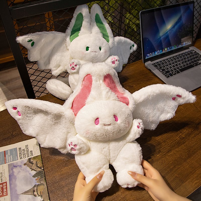 Norvo | Hvit Kawaii Fluffy Flagermus Plüsjbaby