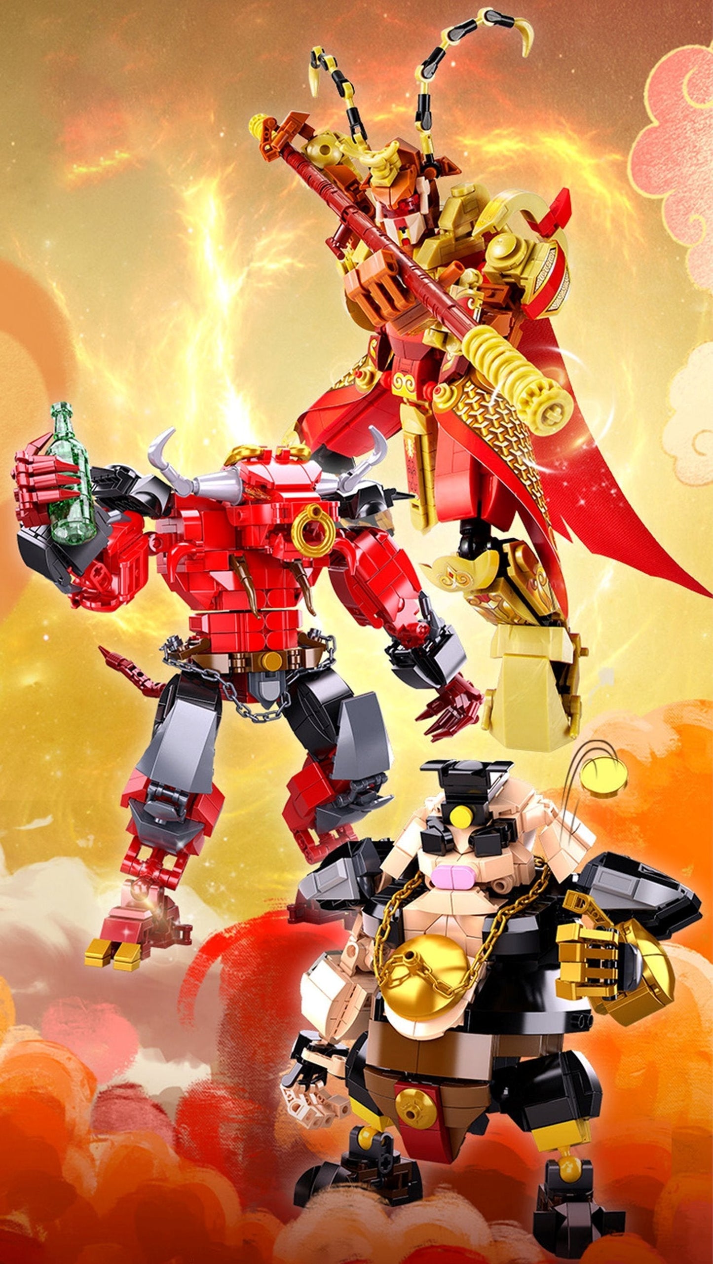 Norvo | Wukong Ape Okse Svin Mecha Krigere Byggetegn