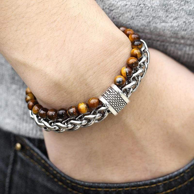 Tiger Eye Beadet Armbånd for Menn "Krigeren" - Asher Norvo