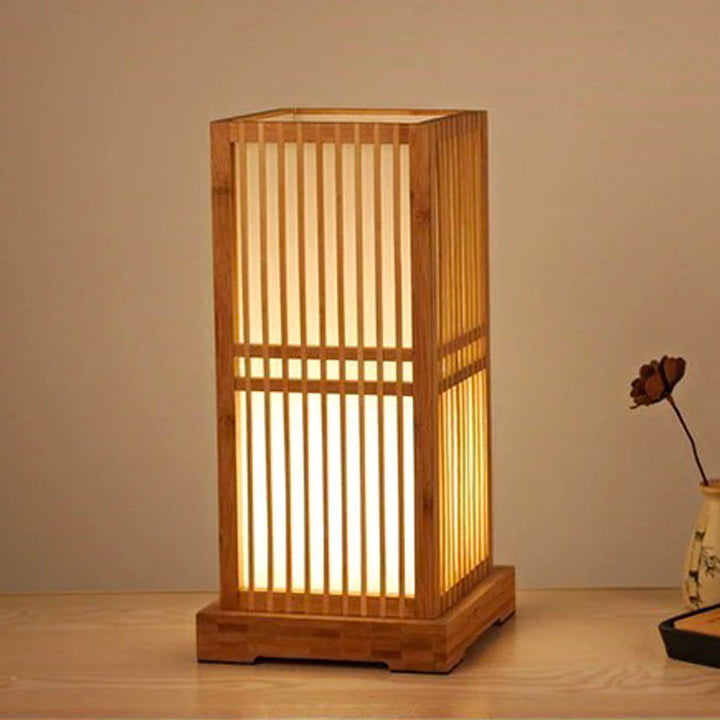 Tatami Japansk Nattbordlampe med Tre Bamboo Skjerm | Norvo