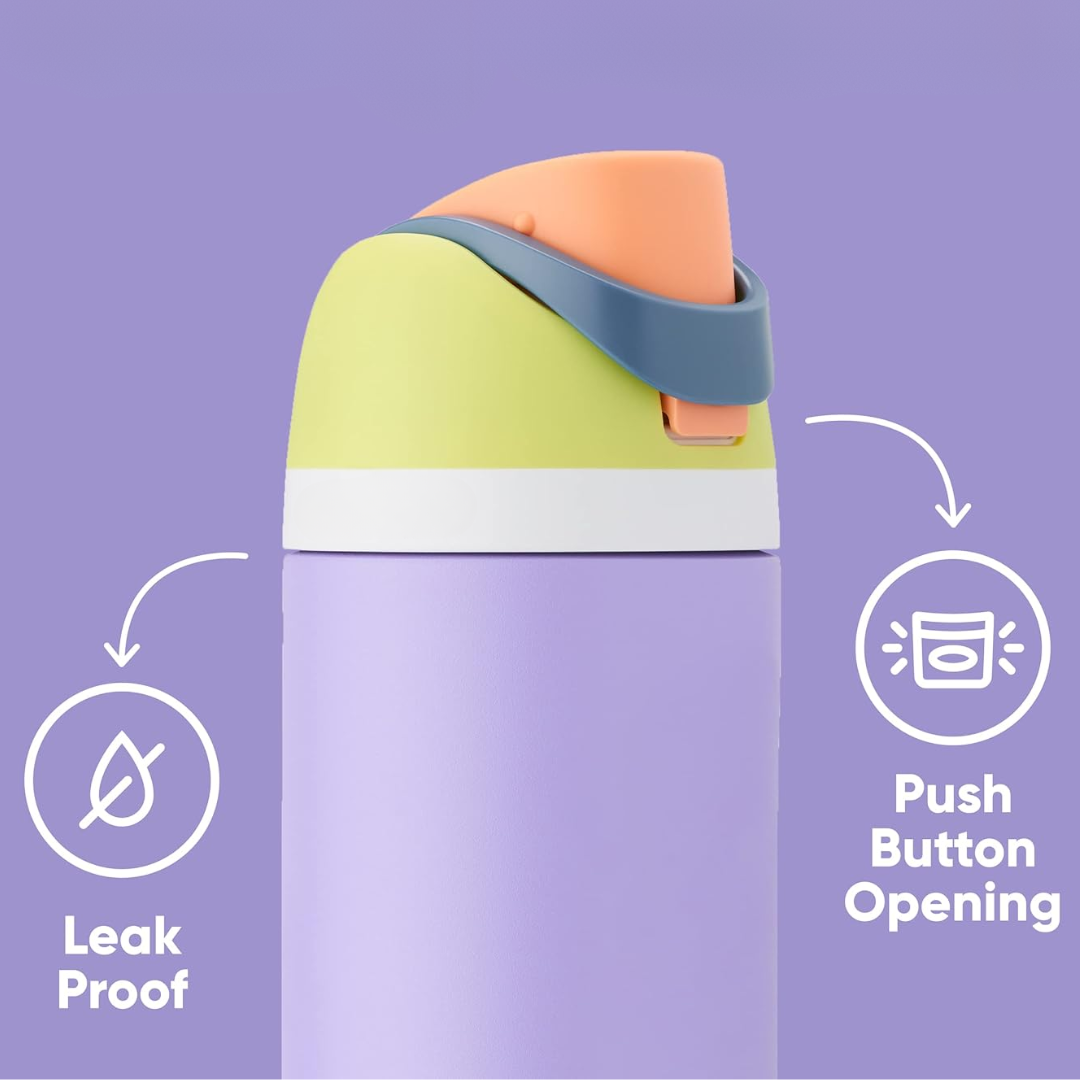 Norvo | Isolierte Edelstahl-Trinkflasche mit Strohhalm | Auslaufsicher, BPA-frei | Mehrfarbig