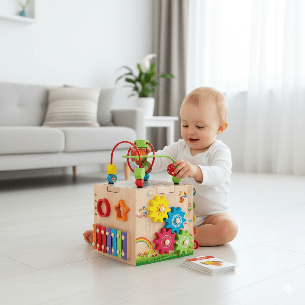 Norvo | LEARNICUBE – 8-i-1 Montessori Tre Aktivitetskubbe for Småbarn