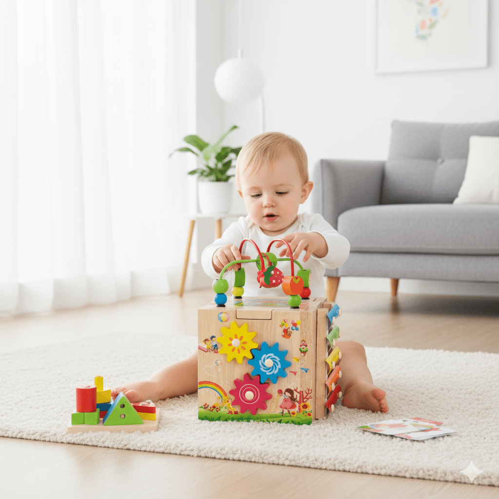 Norvo | LEARNICUBE – 8-i-1 Montessori Tre Aktivitetskubbe for Småbarn