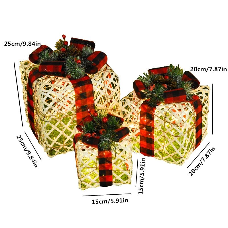 Norvo | LED Julepynt – Snømann, Rådyr & Gaveeske Ornamenter med Lys