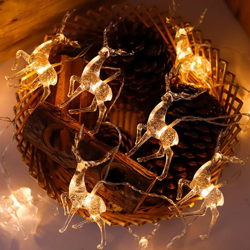 Norvo | LED Hjorte Vimpel Lys – Batteridrevet Ferie Lyslenker for Magisk Julesmykning av Hjem, Soverom og Stue Dekor