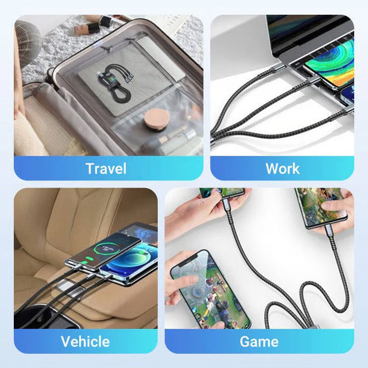 Norvo | LIGHTLINK – Transparent 3-i-1 Superrask ladekabel med LED-glød