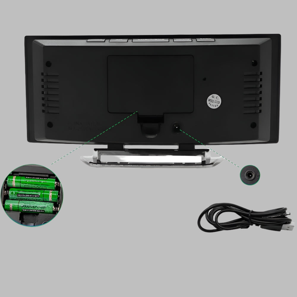 Norvo | Buet LED Vekkerklokke | Kompakt design med slumrefunksjon for soverom eller studiebruk