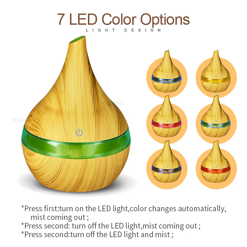 Norvo | WoodMist Aroma Luftfukter – 500 ml med LED Stemningsbelysning