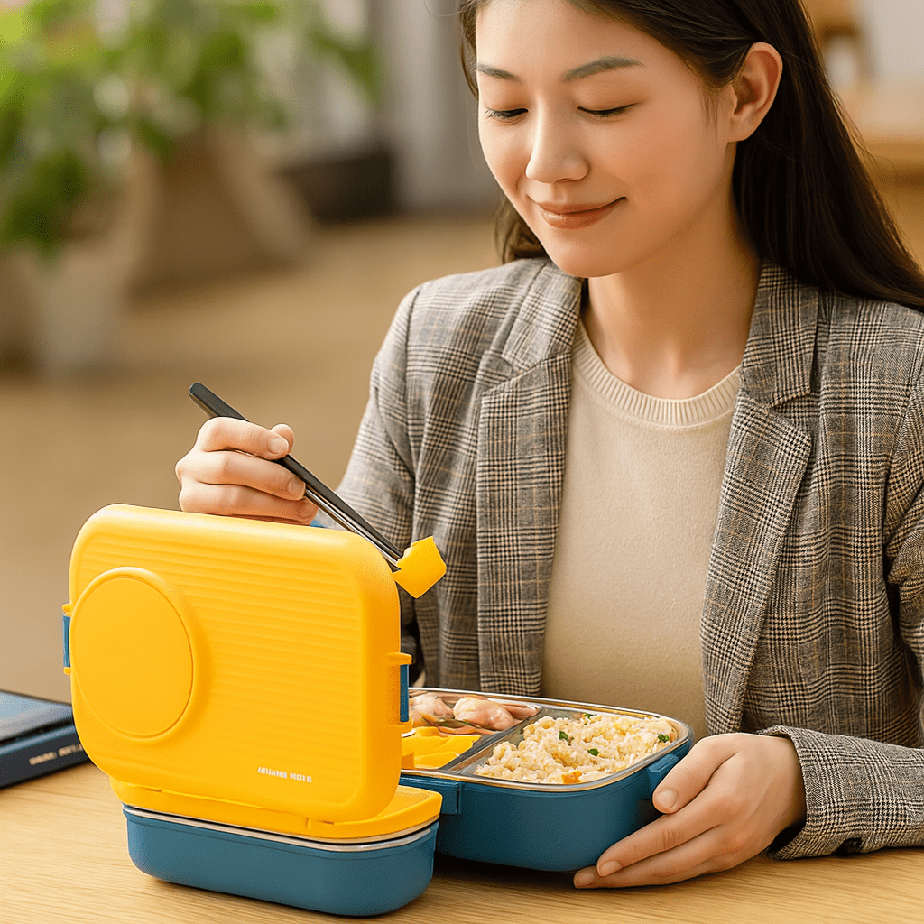 Norvo | LUNCHMATE – Lunchboks i rustfritt stål med 3 rom for ferske og organiserte måltider