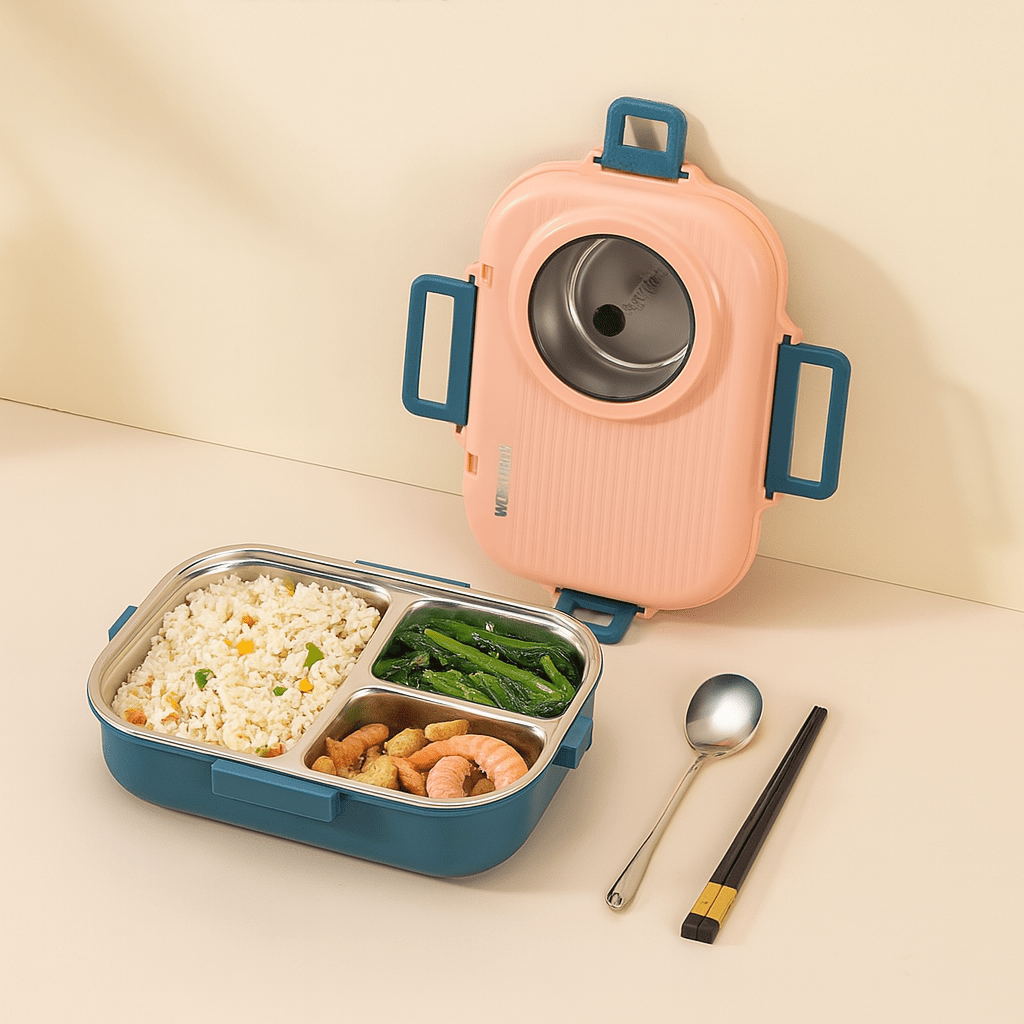 Norvo | LUNCHMATE – Lunchboks i rustfritt stål med 3 rom for ferske og organiserte måltider