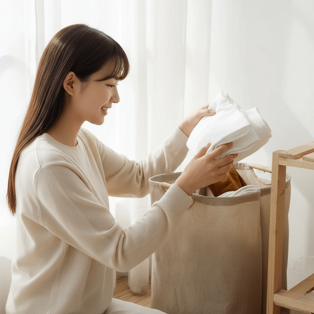 Norvo | LuxeFold Hamper – Elegant Bomull-Linnen Vaskeri Organizer