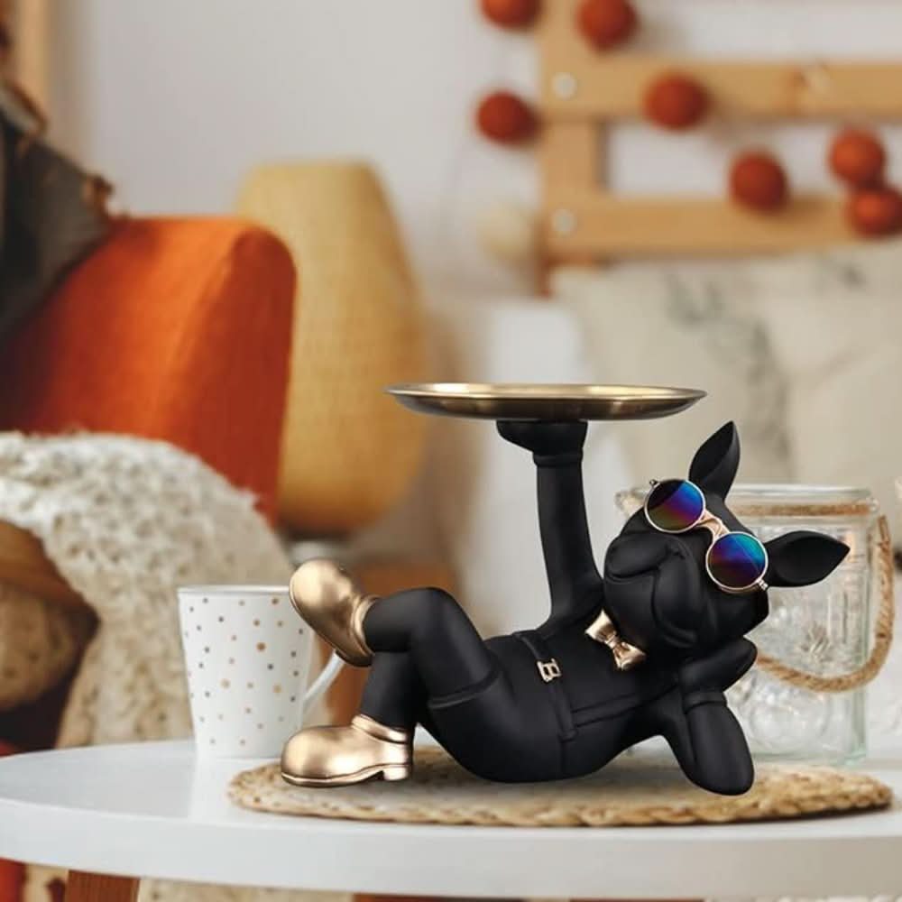 Norvo | Harpiks Bulldog Dekorasjon Tallerken Skulptur