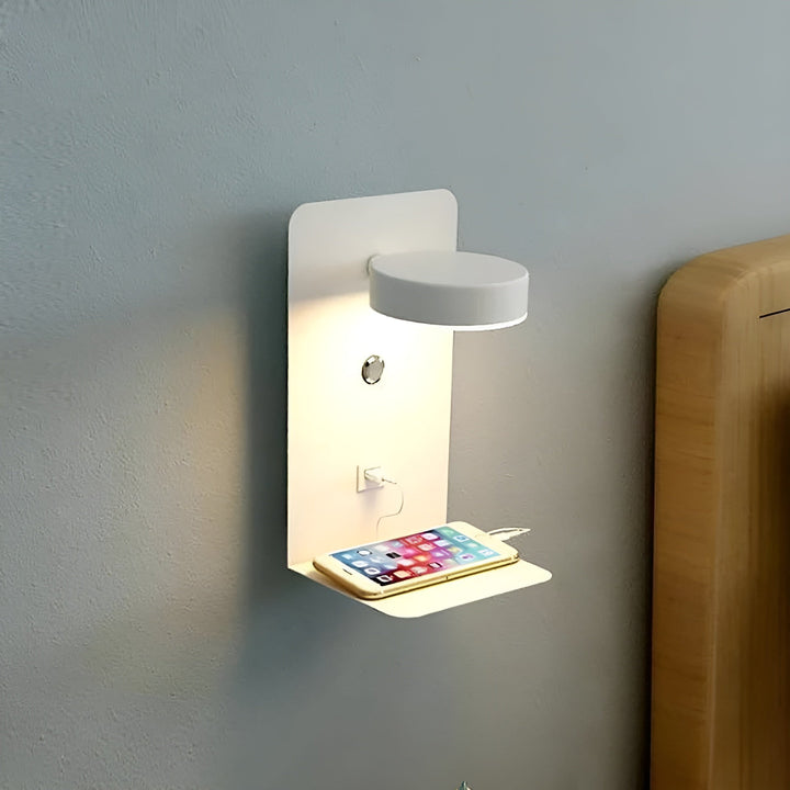 Norvo | ChargeBright Luxe LED Vegglampe med USB-ladeport - Moderne svart-hvitt design