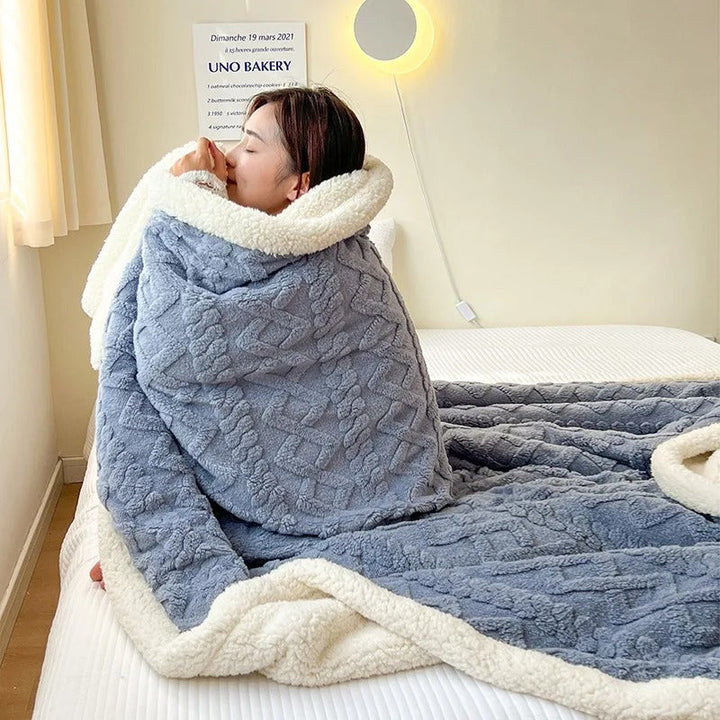 Norvo | Tykk lammeull vinter fleece teppe - LuxyCozy