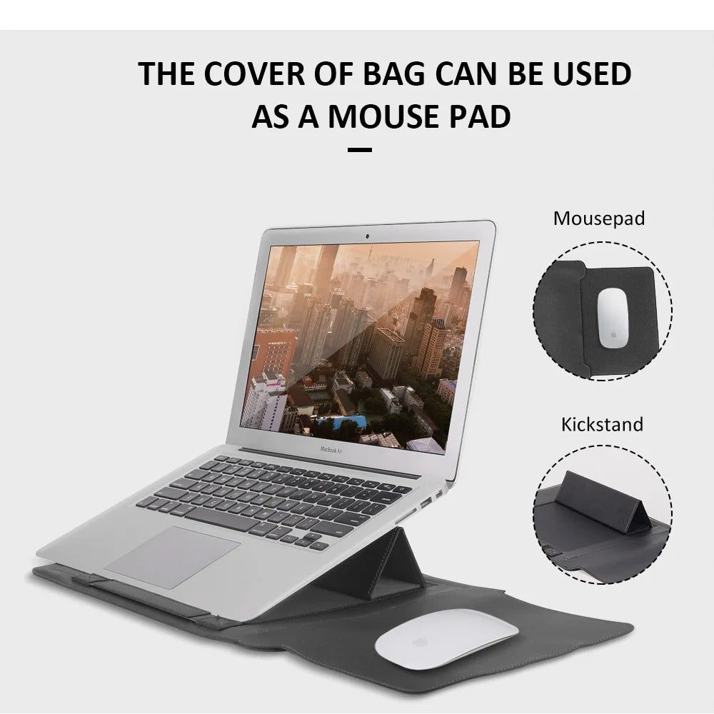 Norvo | 4-i-1 Laptop Sleeve - Slim Beskyttelsesveske med Stativfunksjon