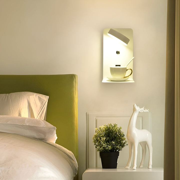 Norvo | ChargeBright Luxe LED Vegglampe med USB-ladeport - Moderne svart-hvitt design