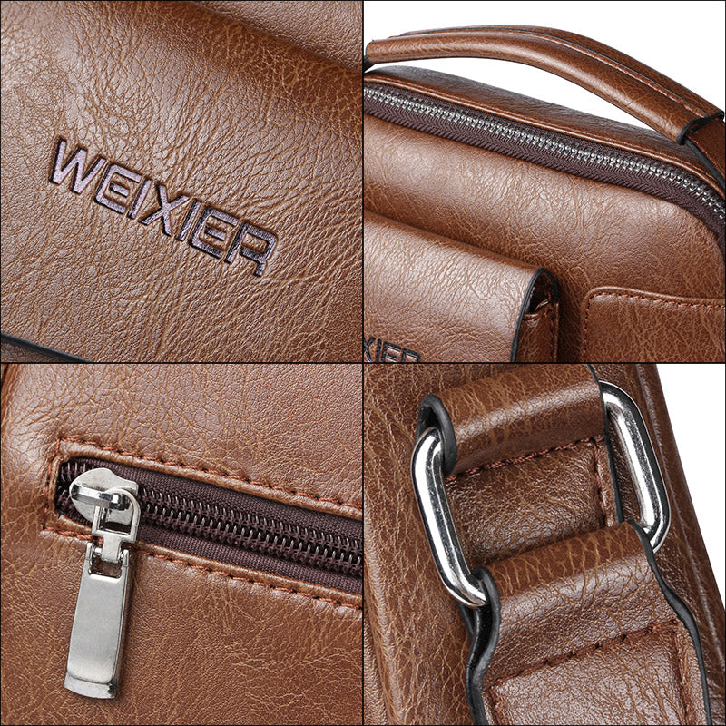 Norvo | Luksus Skulderveske for Menn – PU Lær Crossbody Satchel med Justerbar Rem