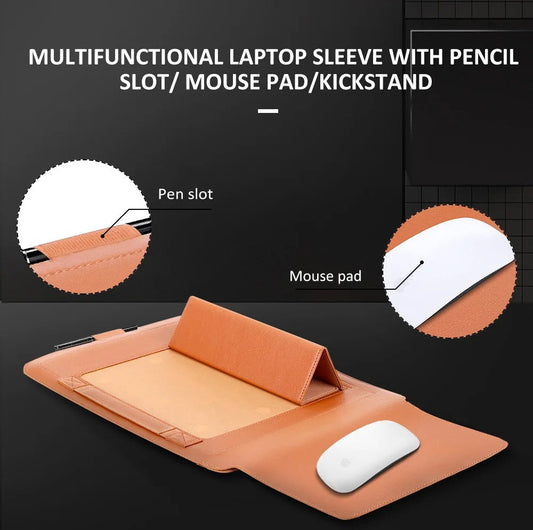 Norvo | 4-i-1 Laptop Sleeve - Slim Beskyttelsesveske med Stativfunksjon
