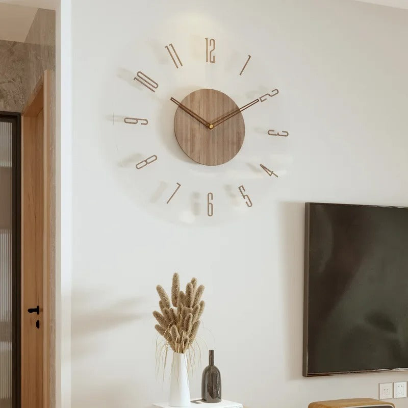 Norvo | Moderne veggklokke i tre – Minimalistisk og elegant design for stuen