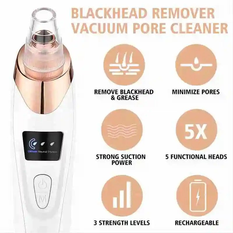 Norvo | Blackhead Remover Vacuum Pore Cleaner | Justerbart sug, multifunksjonelt verktøy for dyp rensing og aknebehandling hjemme