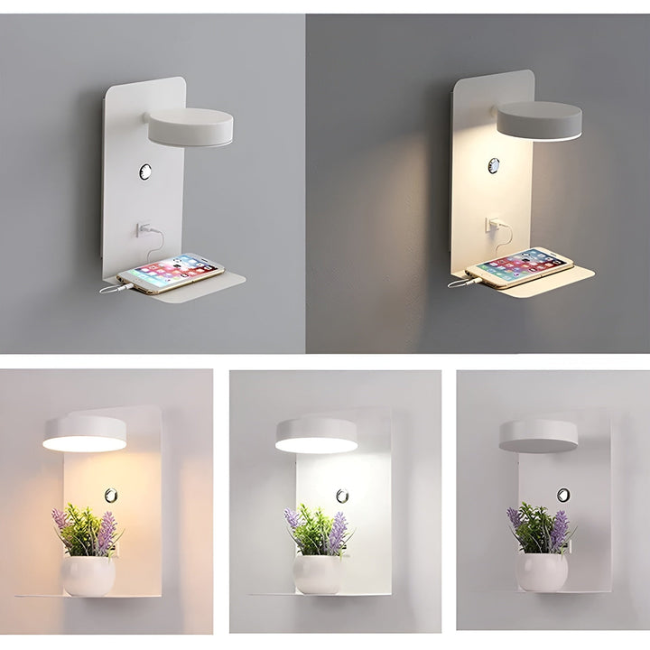 Norvo | ChargeBright Luxe LED Vegglampe med USB-ladeport - Moderne svart-hvitt design
