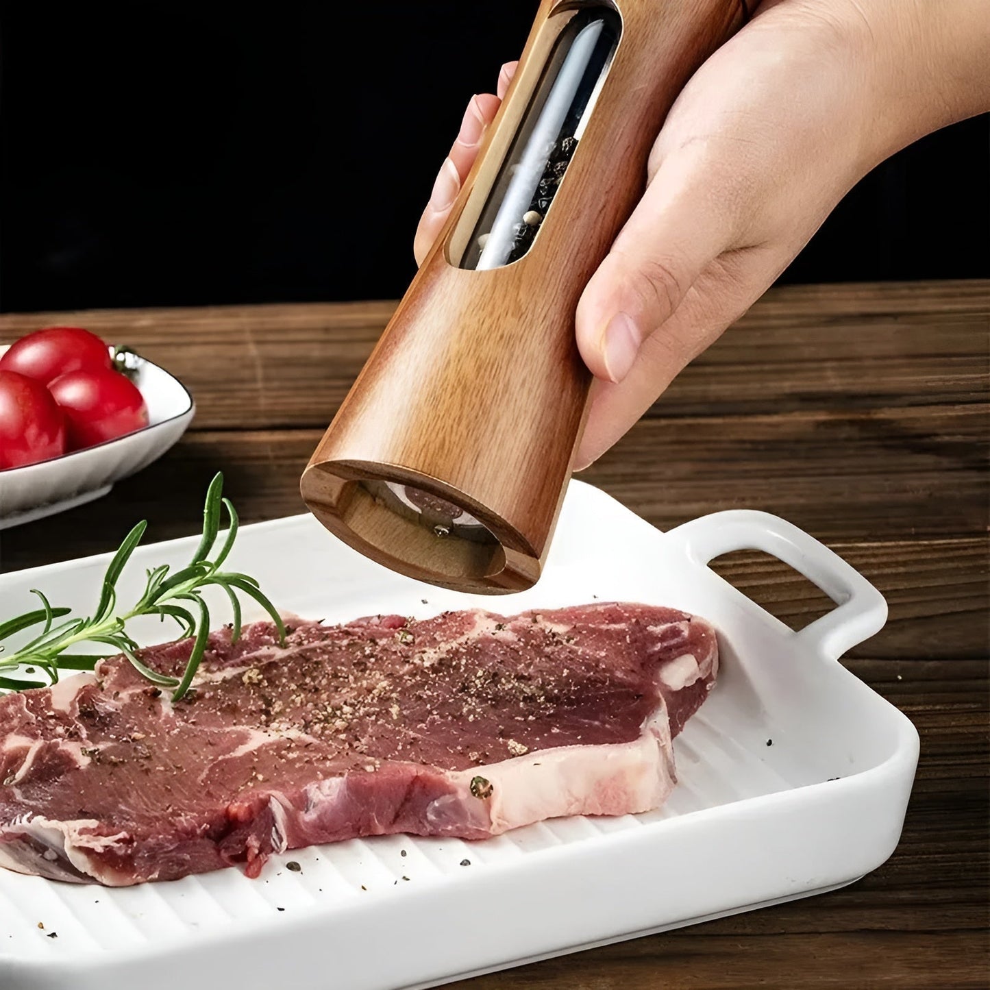 Norvo | SpiceCraft Manuell Salt- og Pepperkvernsett – Tre design med akrylvindu Justerbare malingsnivåer