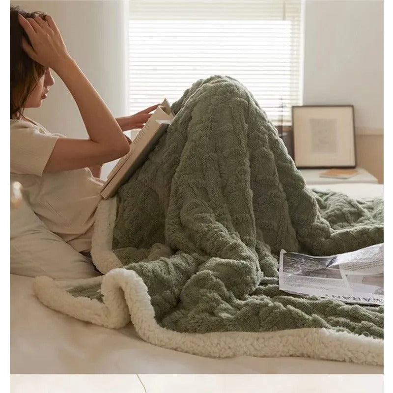 Norvo | Tykk lammeull vinter fleece teppe - LuxyCozy